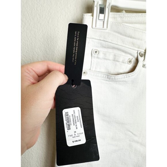 NWT Rag & Bone Nina High-Rise Ankle Flare Womens White Jeans Size 26 Raw Hem - Picture 9 of 15